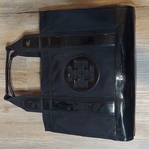 Tory Burch Tote Bag A4 Storage Canvas Leather Black